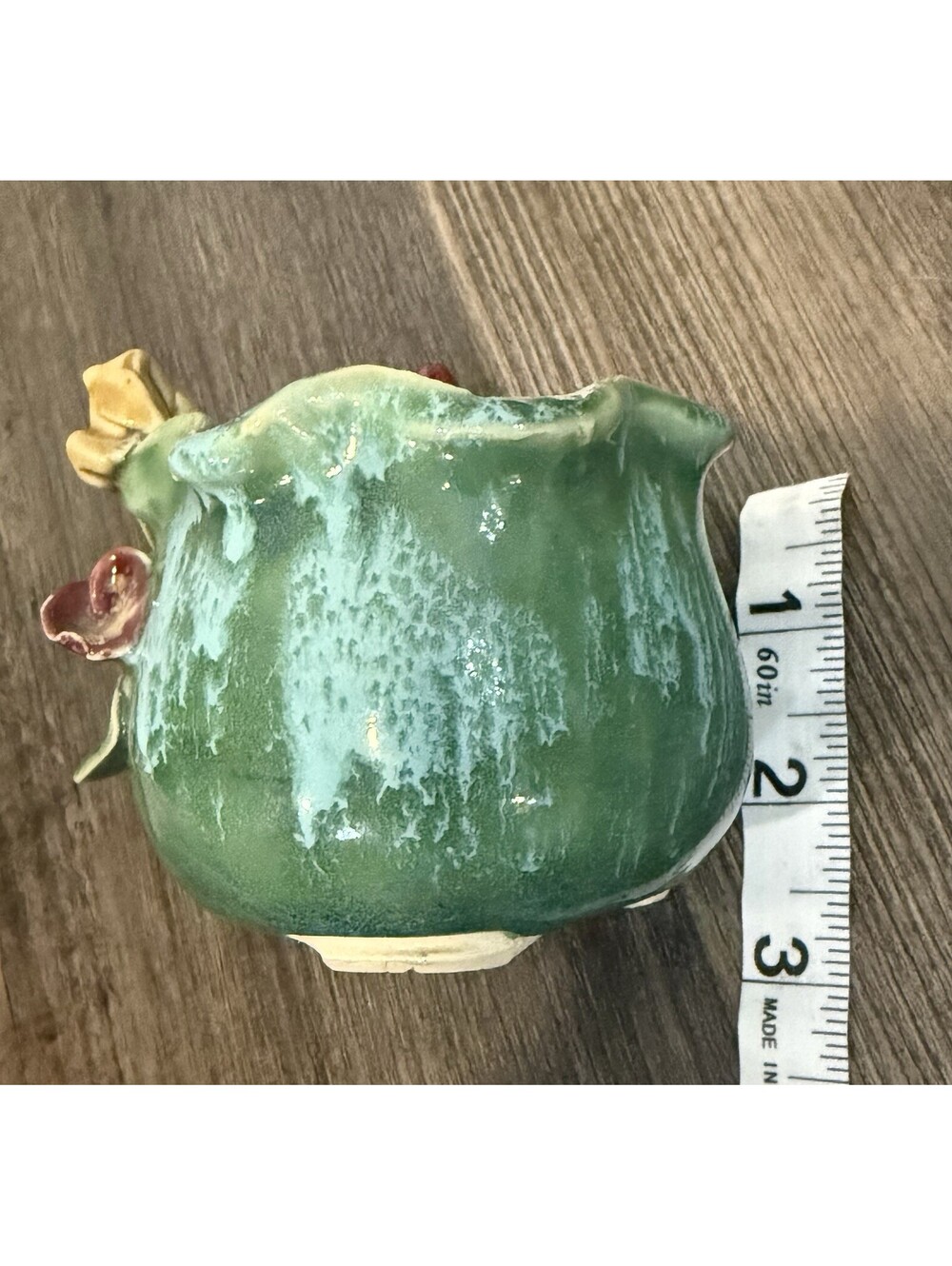 Majolica Art Pottery Frog Lilly pad small Planter Pot Succulents - Picture 2 of 8